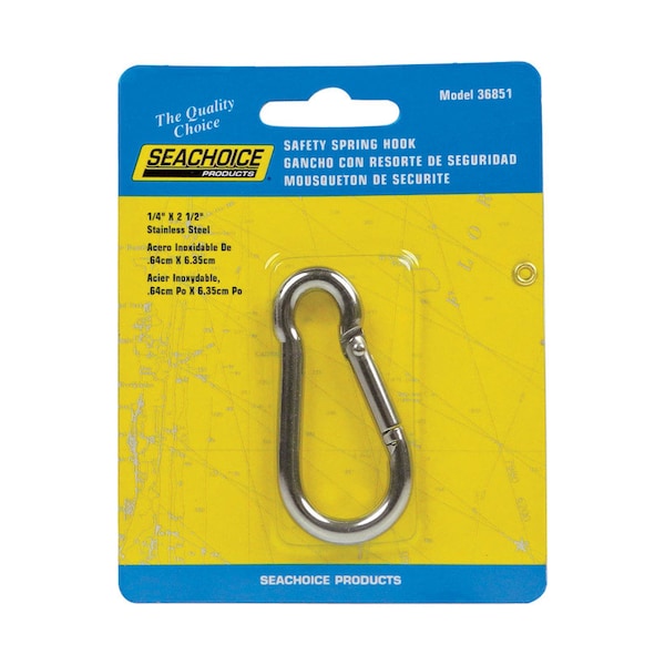 Seachoice Seachoice Stainless Steel 2-1/2 in. L X 1/4 in. W Safety Spring Hook 1 pk 36851 - main